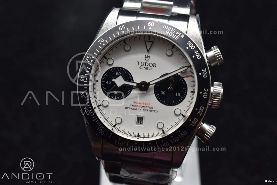 Dial Edition Black Chrono Bracelet White SS Best on SS 1:1 Bay TWS A7750 1104